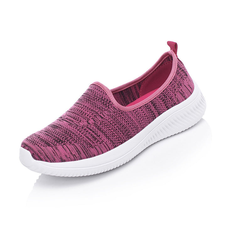 Women's lightweight slip-on walking shoes with breathable knitted upper material Mune Fashion