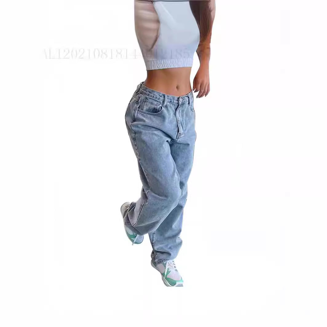 Women nan relaxed-fit baggy jeans with high waist and deep crotch Mune Fashion