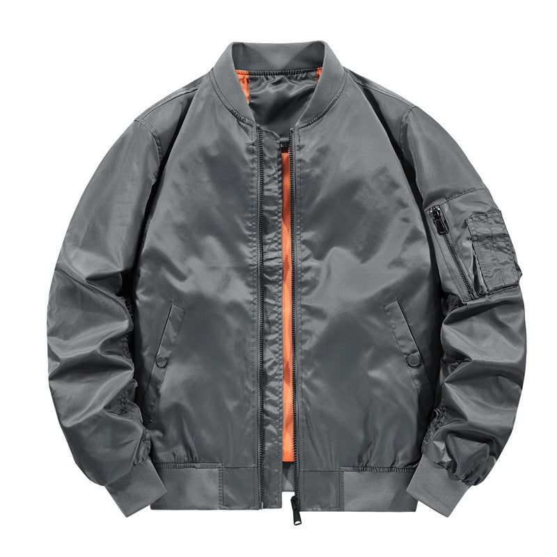 Men's Nylon Bomber Jacket in Pilot Style with Arm Pocket and Ribbed Cuffs Mune Fashion