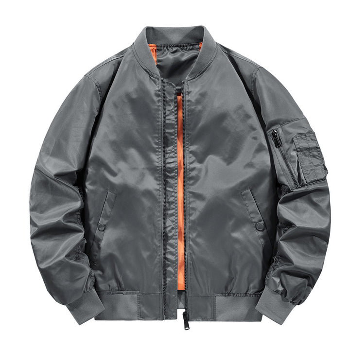Men's Nylon Bomber Jacket in Pilot Style with Arm Pocket and Ribbed Cuffs Mune Fashion