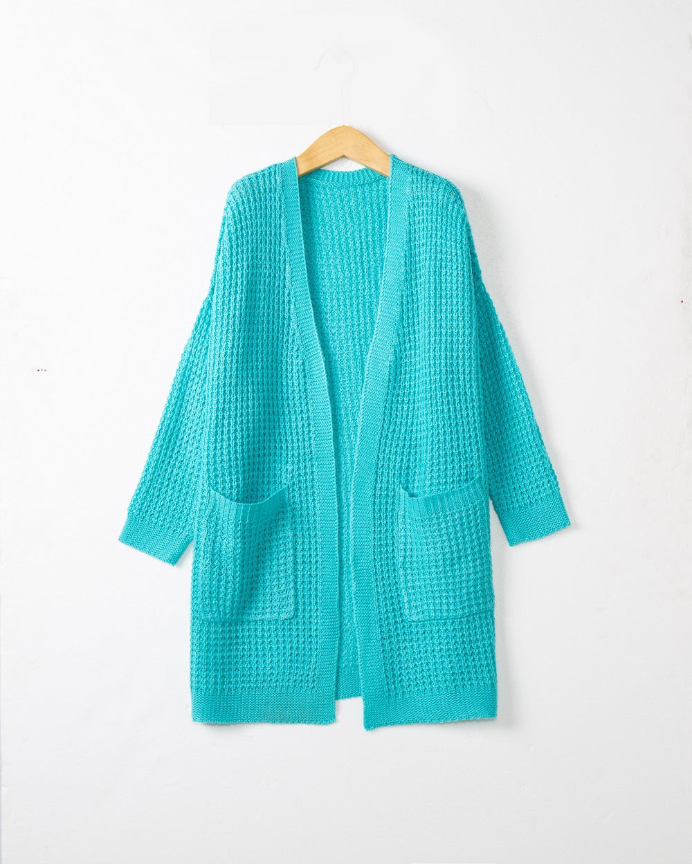 Women Long Oversize Knit Coat with Open Front and Patch Pockets Mune Fashion