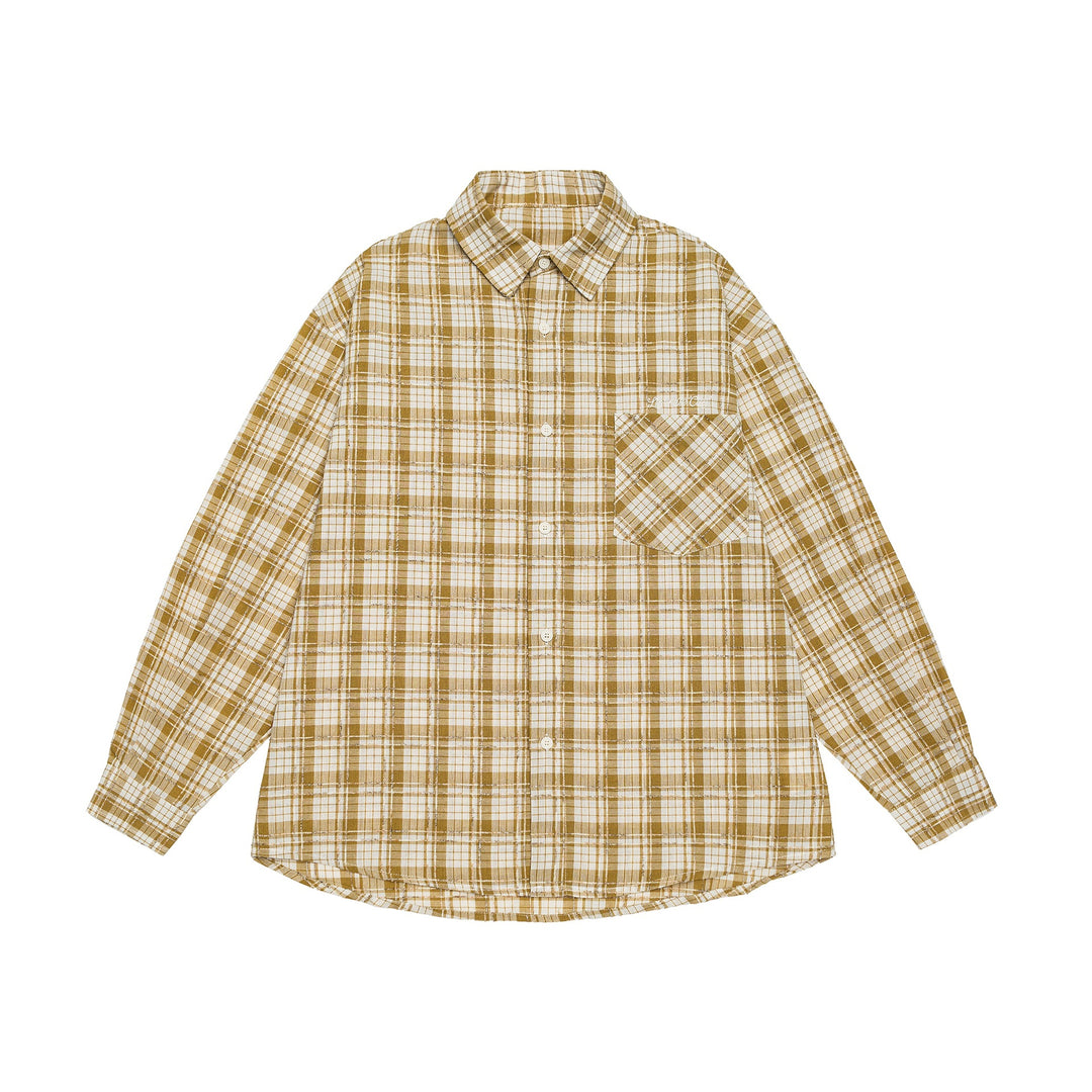 Unisex Oversize Shirt Jacket in checkered cotton look with rounded hem and breast pocket Mune Fashion