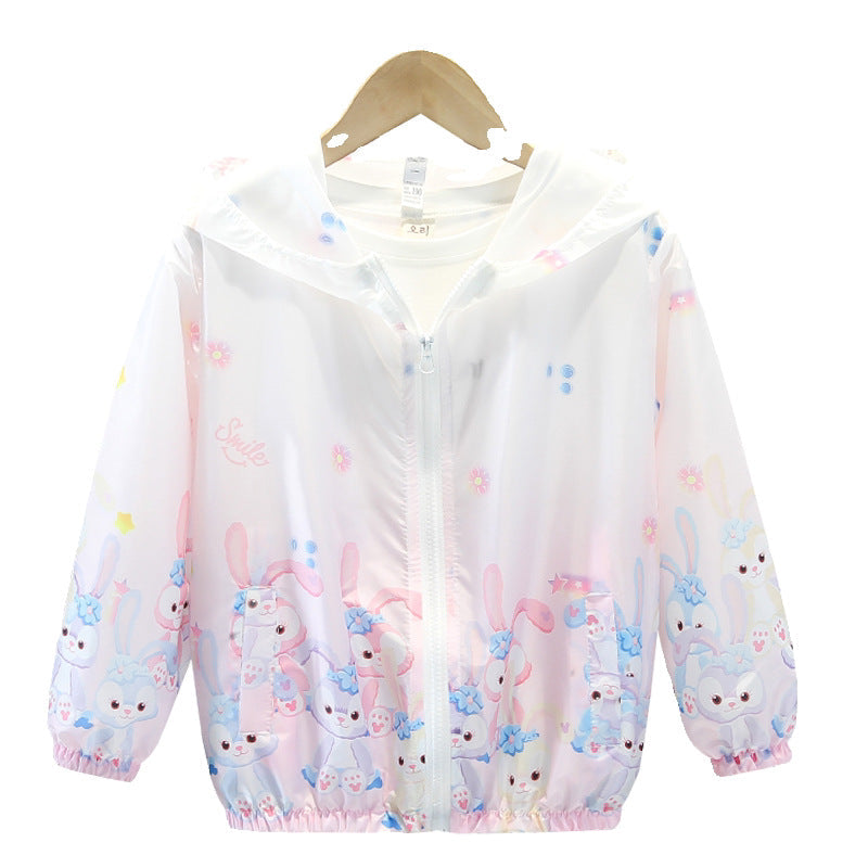 Women's lightweight transparent rain jacket for girls with hood and playful cartoon print Mune Fashion