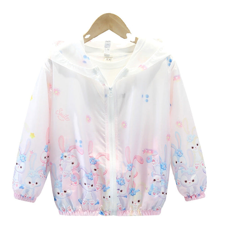 Women's lightweight transparent rain jacket for girls with hood and playful cartoon print Mune Fashion