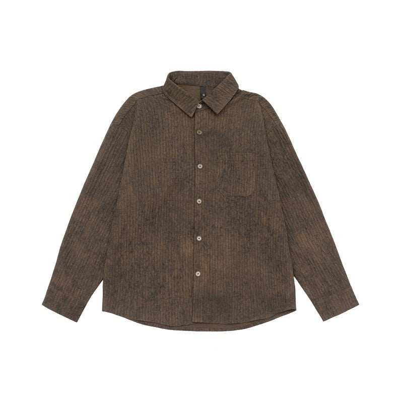 Unisex Lightweight Oversized Shirt Jacket with Washed Texture and Chest Pocket Mune Fashion