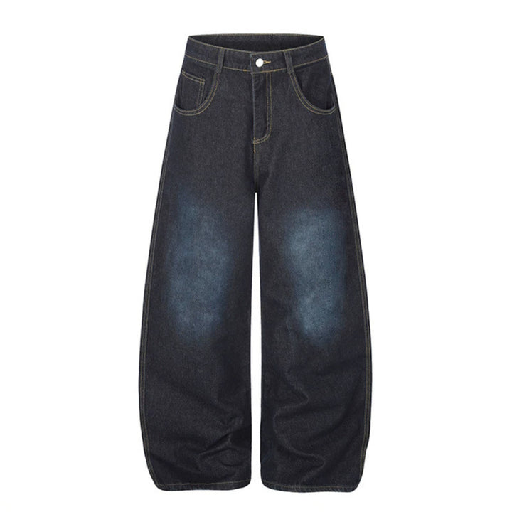 Women's High-Waist Wide Palazzo Jeans with Statement Patches and Retro Embellishments Mune Fashion
