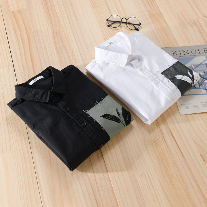 Men's Overshirt-Shirt with Print-Patch and integrated T-Shirt Mune Fashion