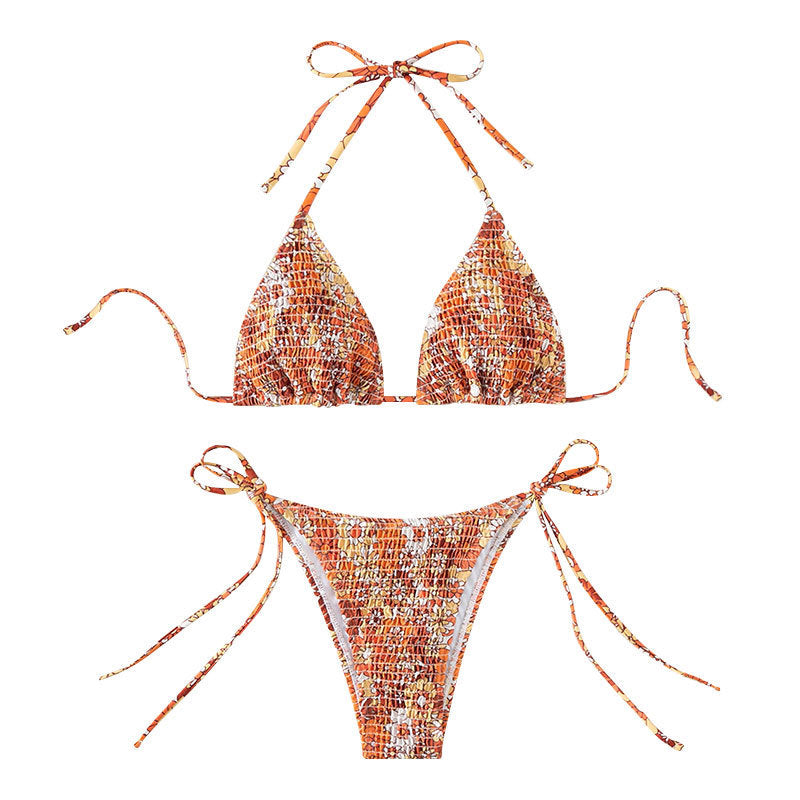 Women's Triangle Bikini with Playful Floral Pattern Mune Fashion