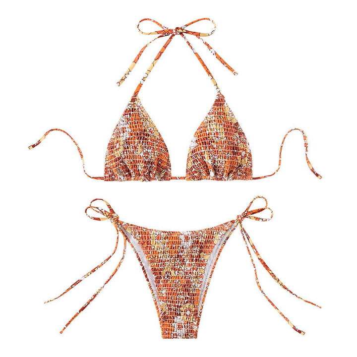 Women's Triangle Bikini with Playful Floral Pattern Mune Fashion