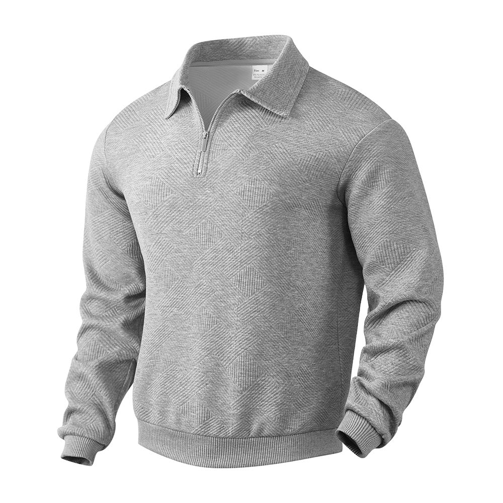 Men's nan Troyer in geometric structured knit with half-zip and polo collar Mune Fashion
