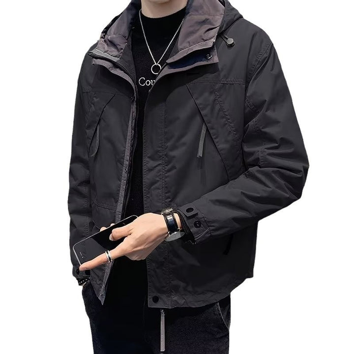Men's Lightweight Functional Jacket with Hood, Water-Repellent Micro Finish and Multifunctional Pockets Mune Fashion
