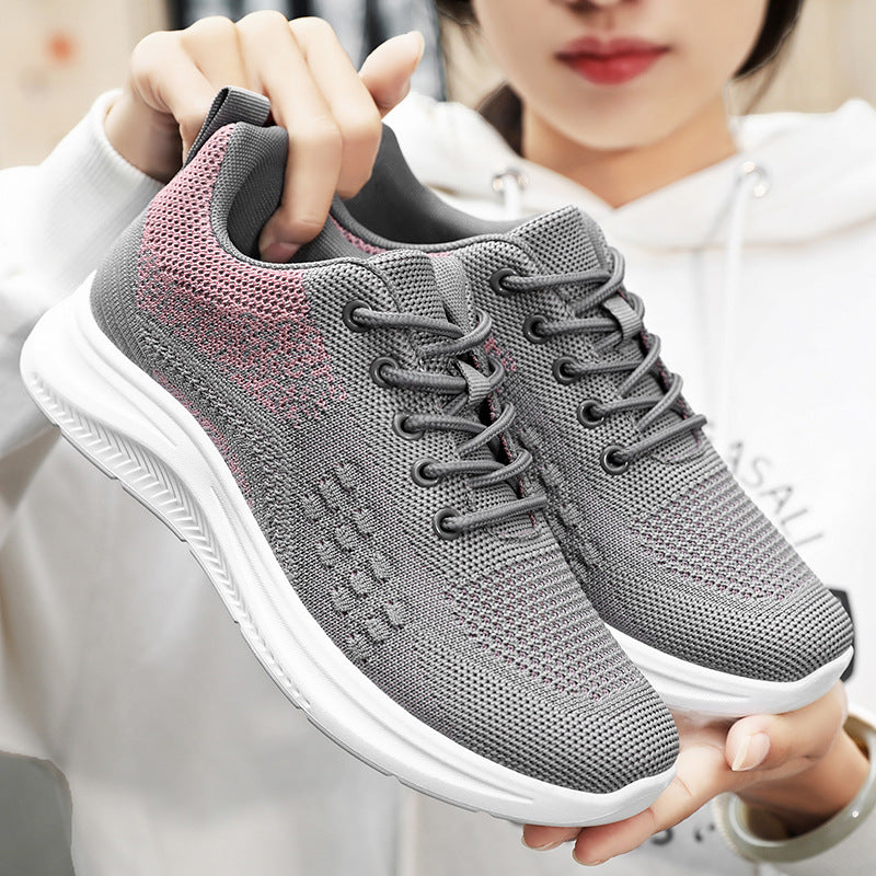 Ladies nan breathable knitted walking sneakers with sock-like shaft, padded heel support and flexible lightweight sole Mune Fashion