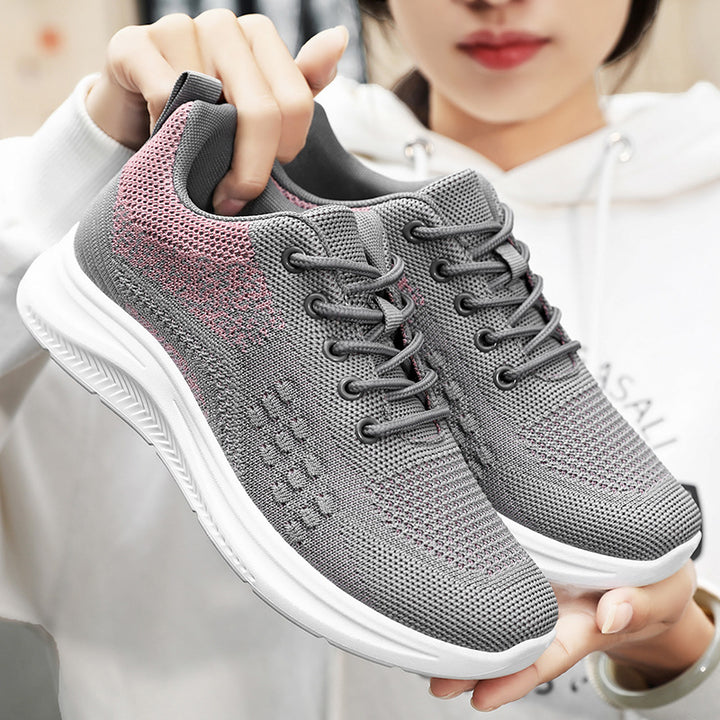 Ladies nan breathable knitted walking sneakers with sock-like shaft, padded heel support and flexible lightweight sole Mune Fashion