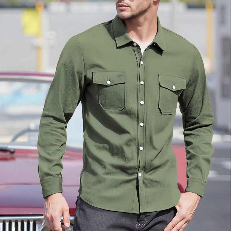 Men's Long Sleeve Shirt with Practical Chest Pockets Mune Fashion