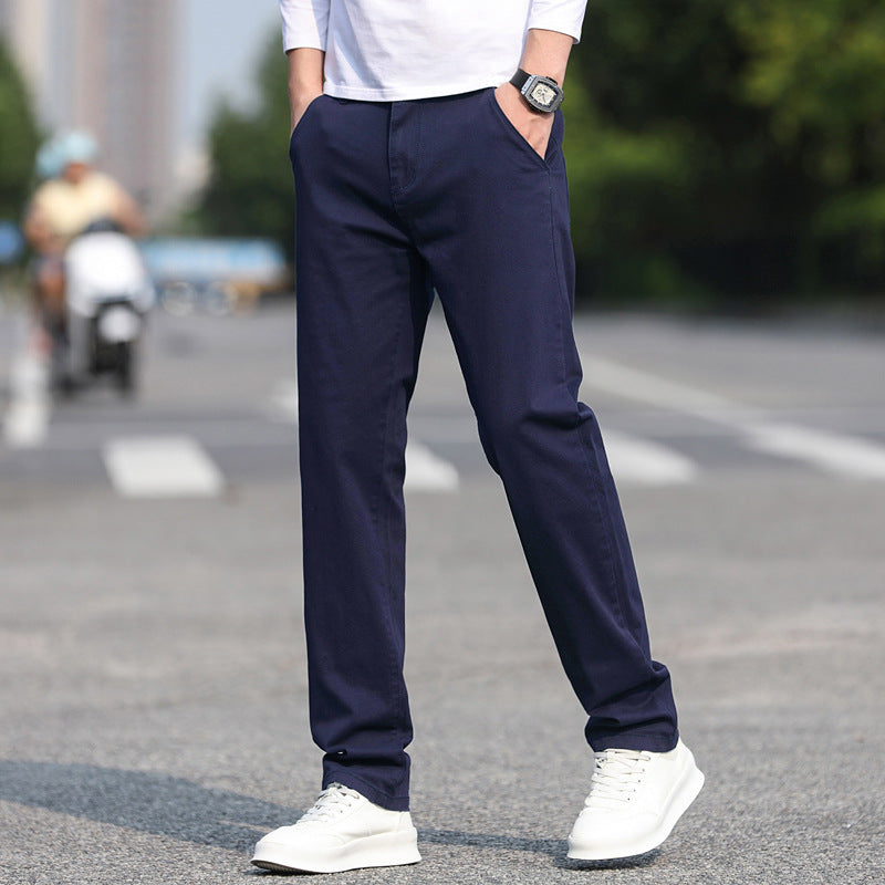 Men's Slim Fit Stretch Pants with Elastic Waistband and Straight Leg Mune Fashion
