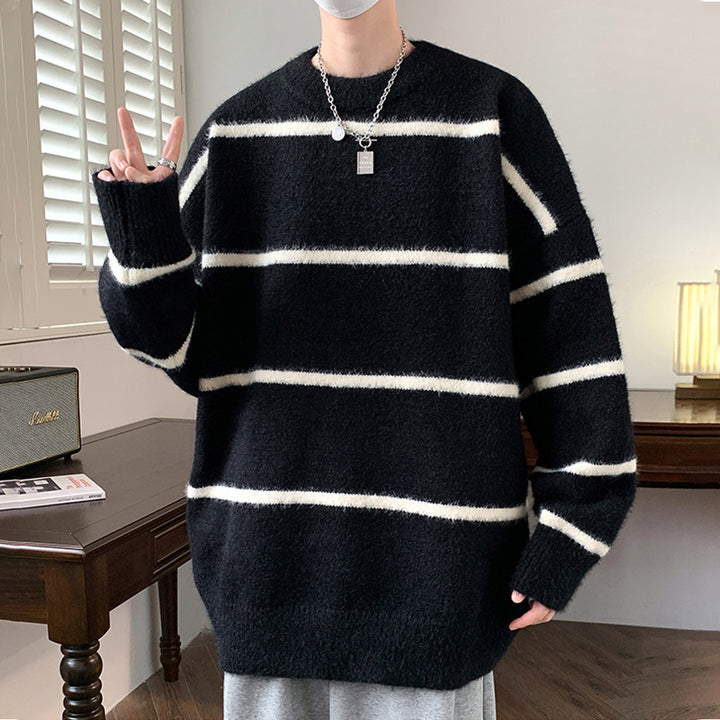 Unisex Oversized Knit Sweater with Striped Design Mune Fashion
