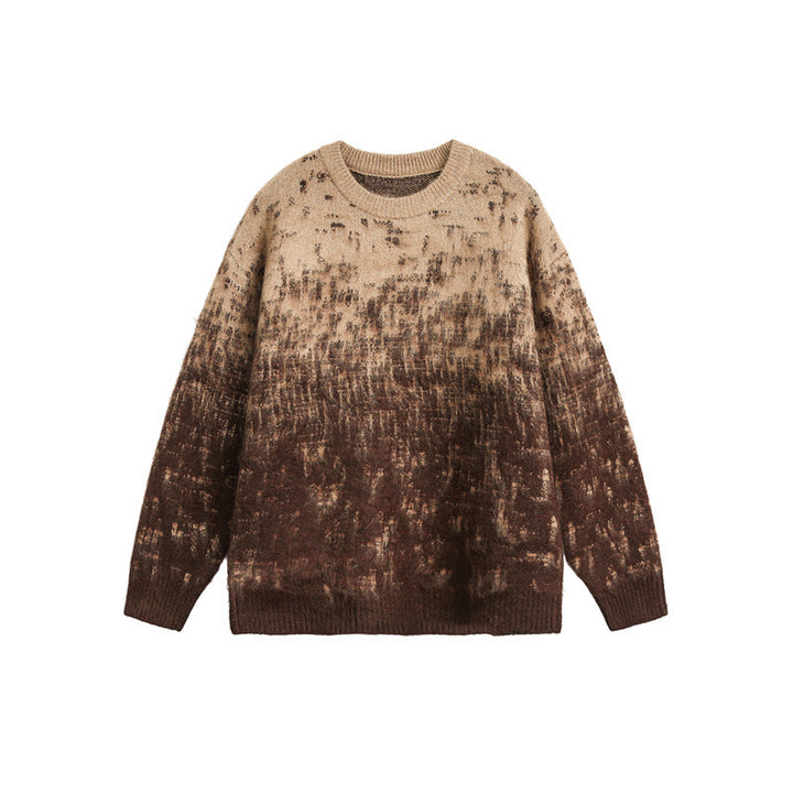 Unisex Oversize Chunky Knit Sweater with Gentle Color Gradient and Round Neck Mune Fashion