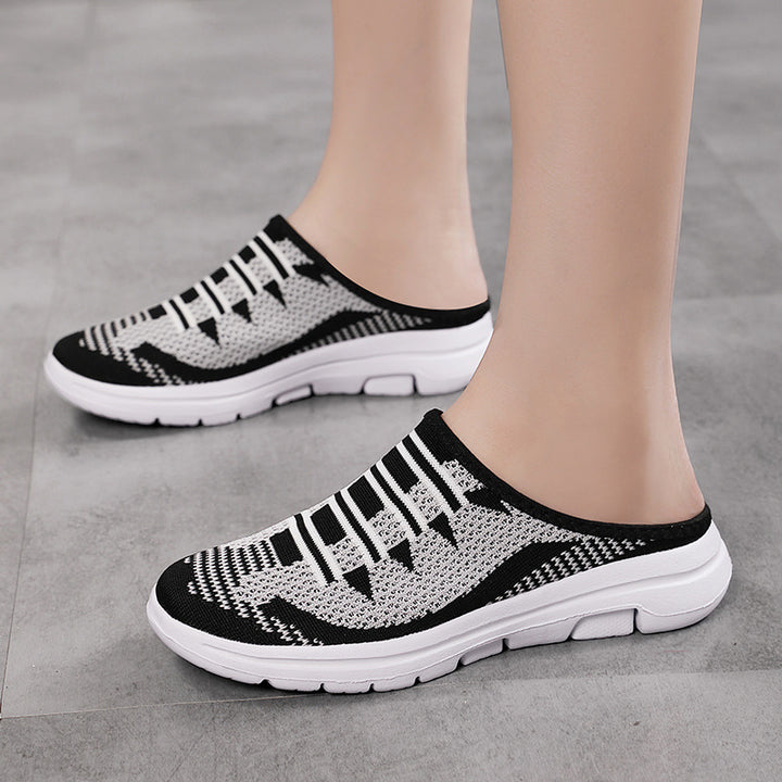 Women's ergonomic knitted mule with open heel, cushioned comfort insole, and flexible lightweight sole Mune Fashion