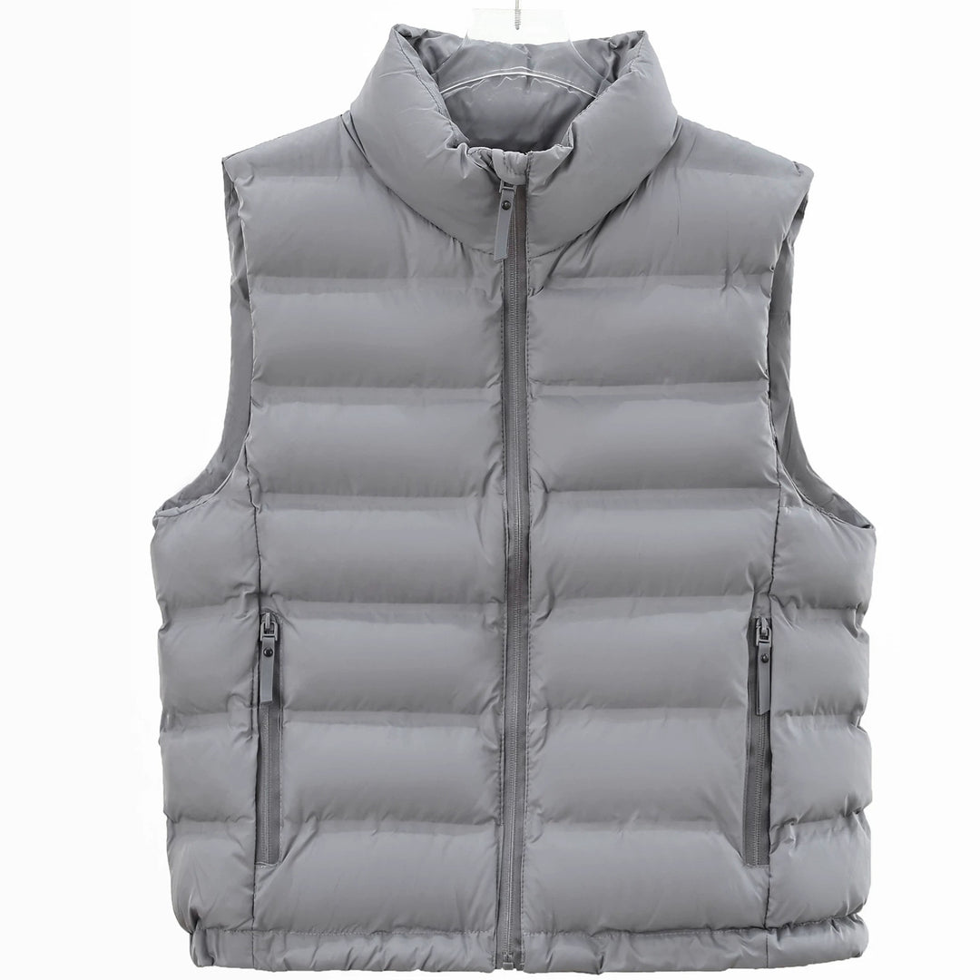 Men's Quilted Down Vest with High Stand Collar and Wind-/Water-Repellent Outer Fabric Mune Fashion