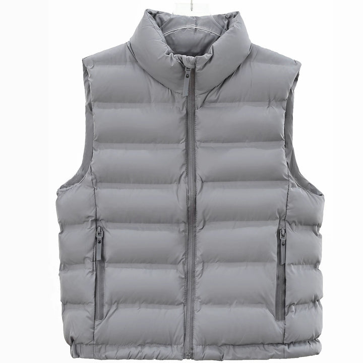 Men's Quilted Down Vest with High Stand Collar and Wind-/Water-Repellent Outer Fabric Mune Fashion