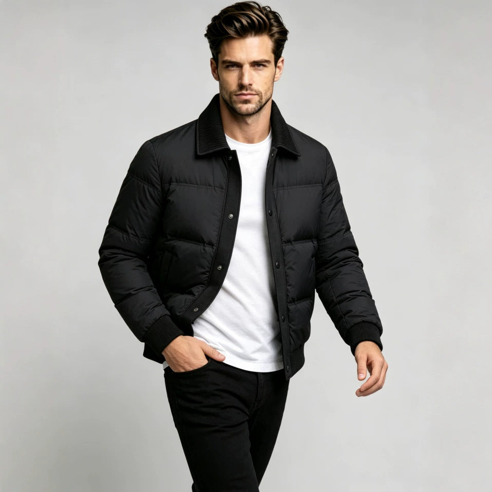 Men's Fashion Padded Jacket with High Collar