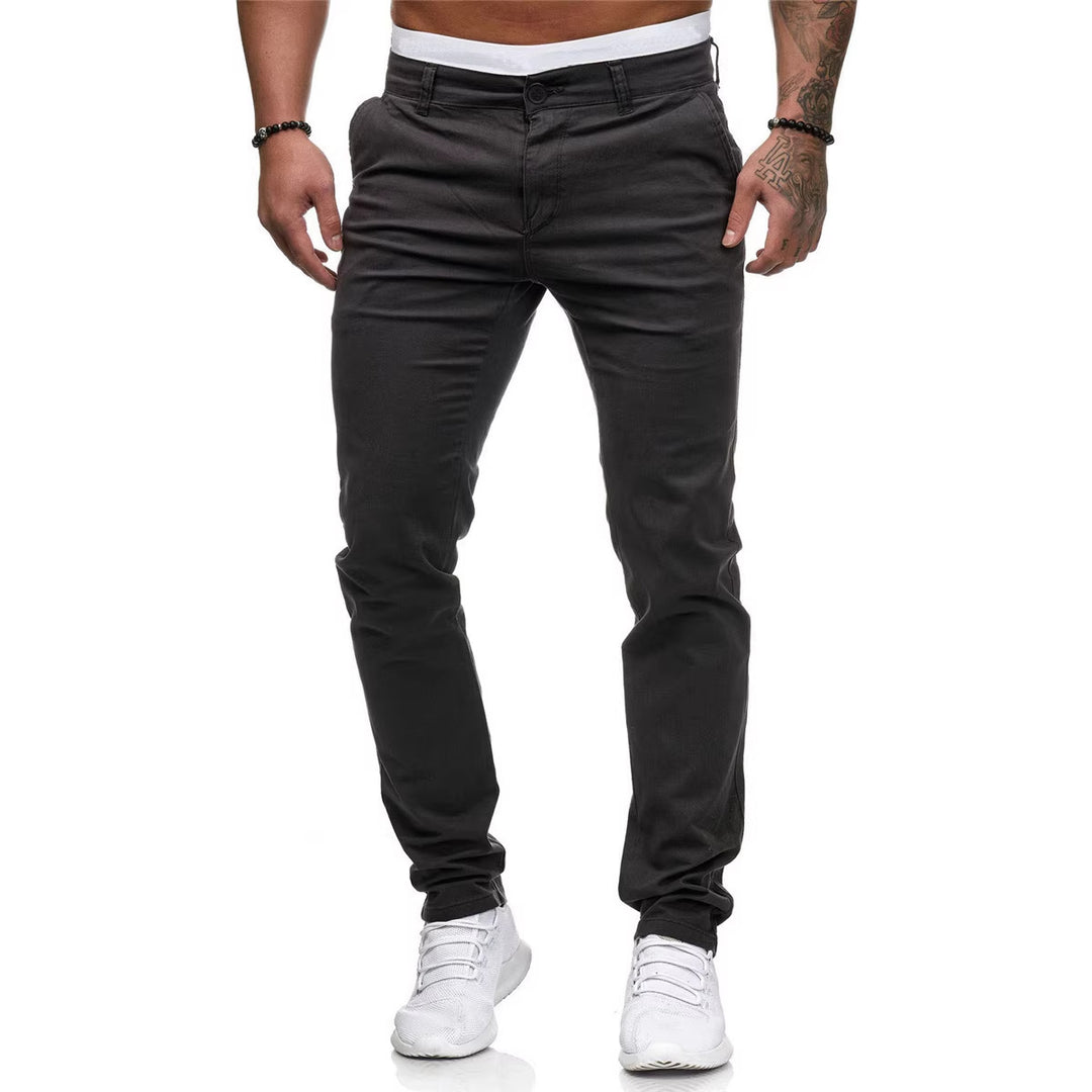 Men's slim-fit cotton stretch chinos with a medium rise and comfort waistband Mune Fashion