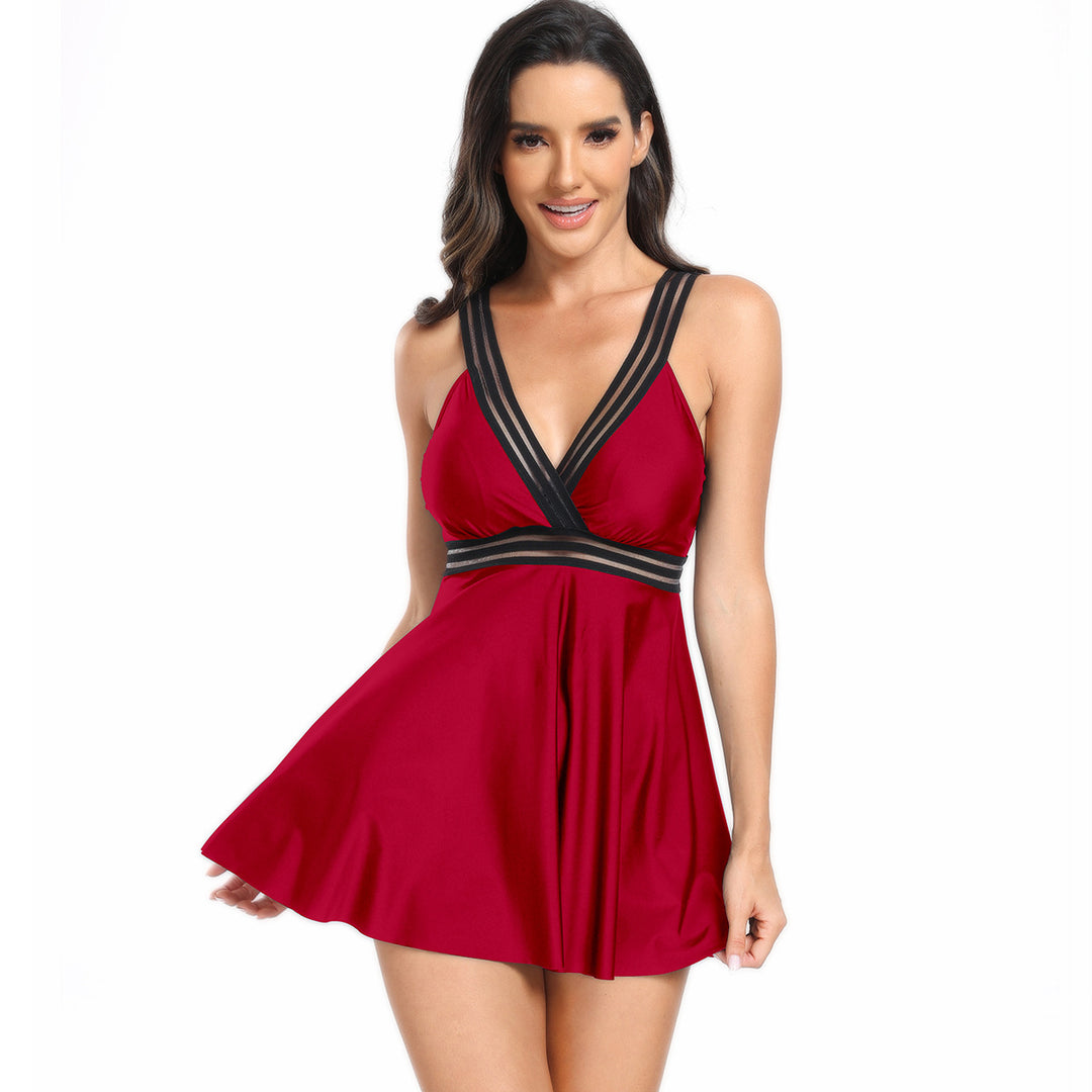 Women’s fashionable swim dress with feminine cut and reflective design Mune Fashion