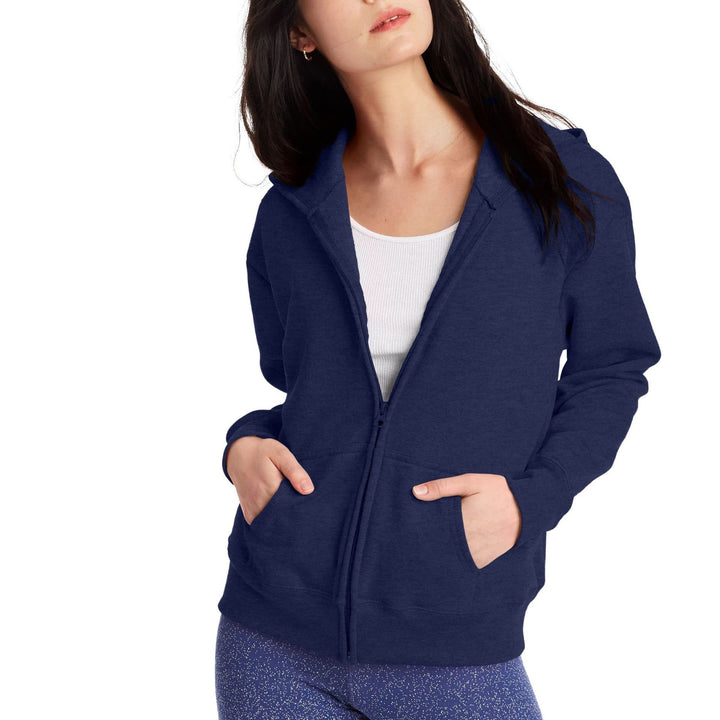 Women's hooded sweat jacket with full zip, kangaroo pockets, and ribbed cuffs Mune Fashion