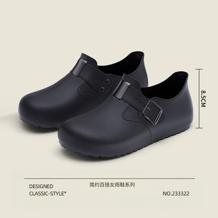 Women's Minimalistic Rain Ankle Boots with Adjustable Buckle Strap Mune Fashion