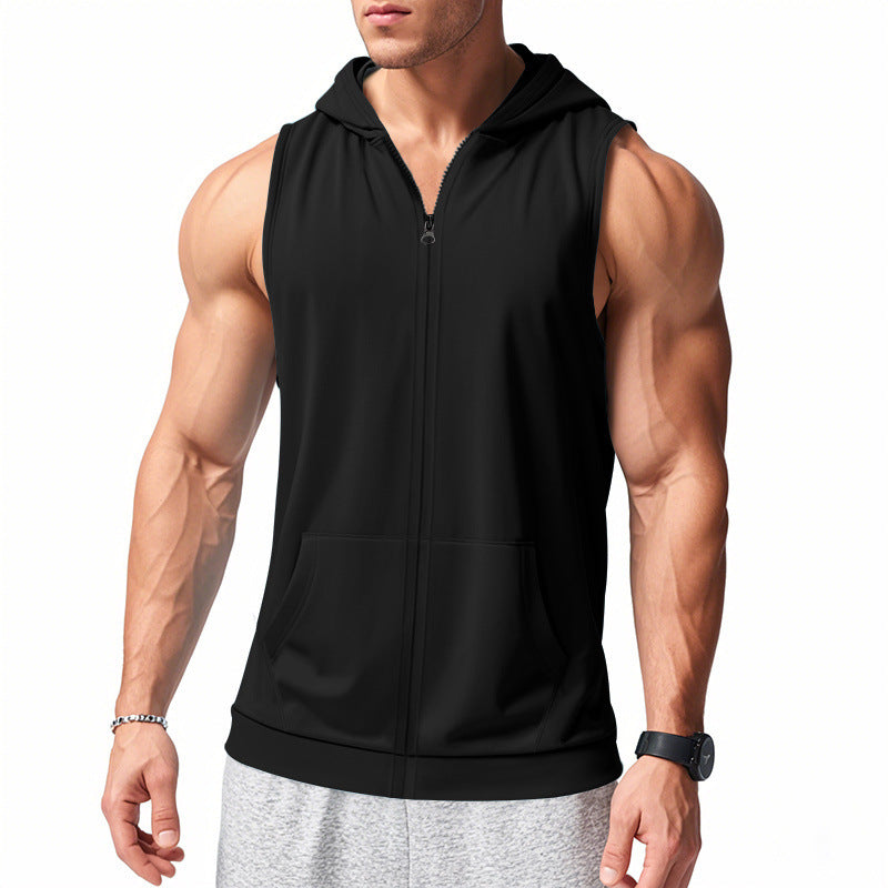 Men's functional fitness vest with hood, slim fit and kangaroo pocket Mune Fashion