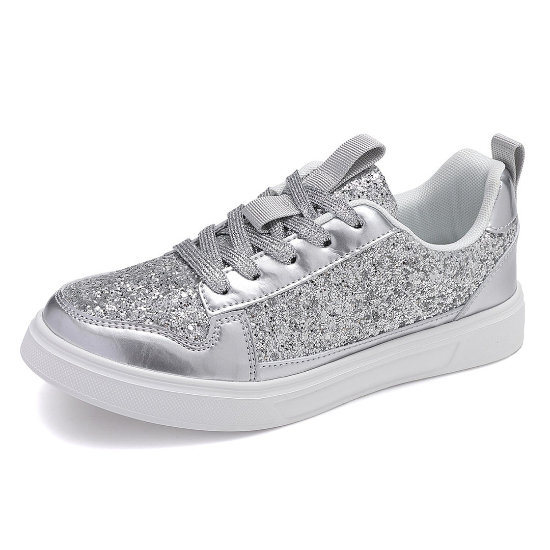 Women’s Glitter Casual Sneakers with Metallic Details, Padded Entry and Non-Slip Rubber Sole Mune Fashion