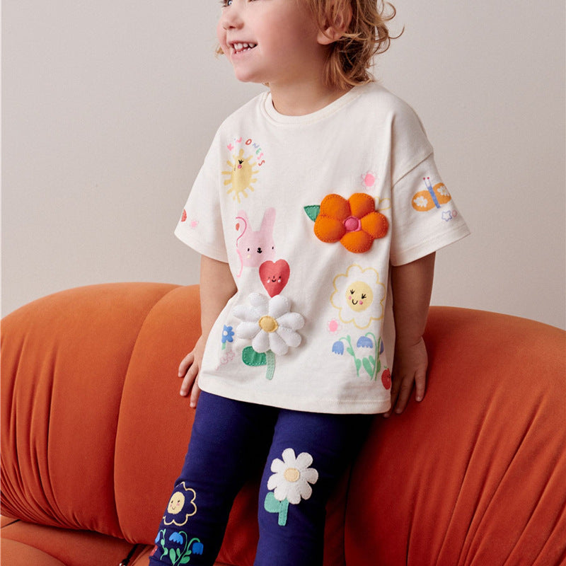 Girls leggings with playful flower application Mune Fashion