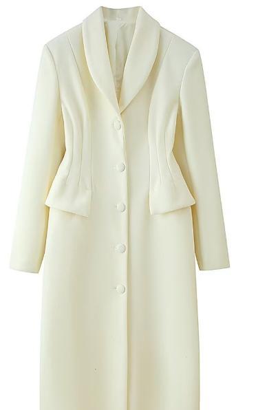 Women Tailored Long Coat with Shawl Collar and Shaping Dart Mune Fashion