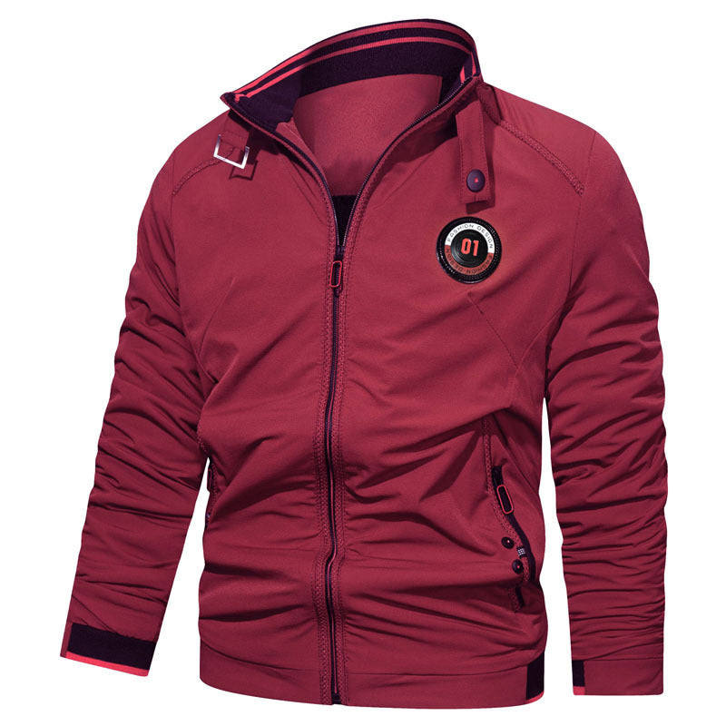 Men's lightweight zip jacket with stand-up collar, sporty contrast details, and zip pockets Mune Fashion