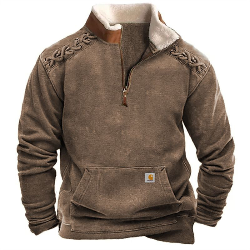 Men's Warming Fleece Pullover with Stand-Up Collar Mune Fashion