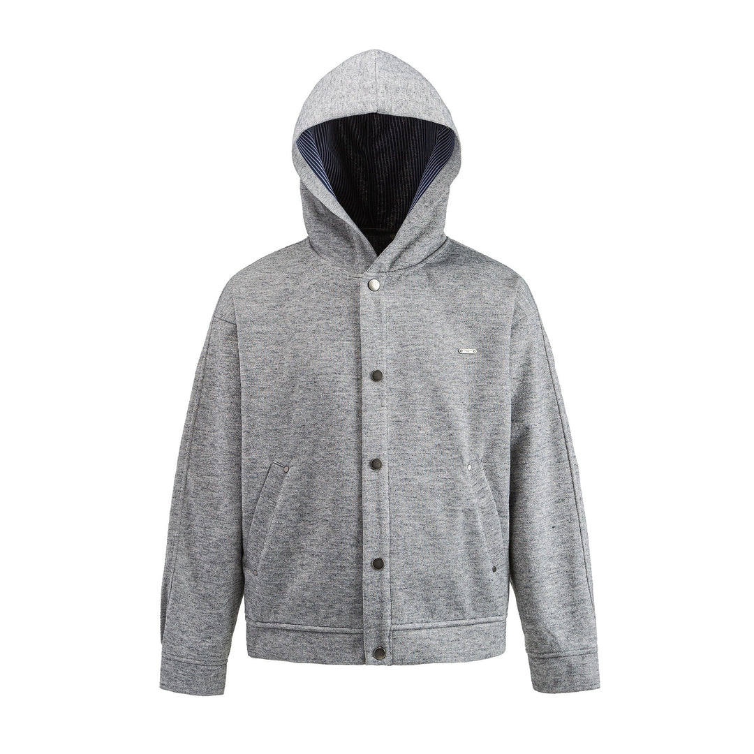 Unisex Short Cut Boxy Hoodie Jacket made of Sweat with Snap Placket and Side Pockets Mune Fashion