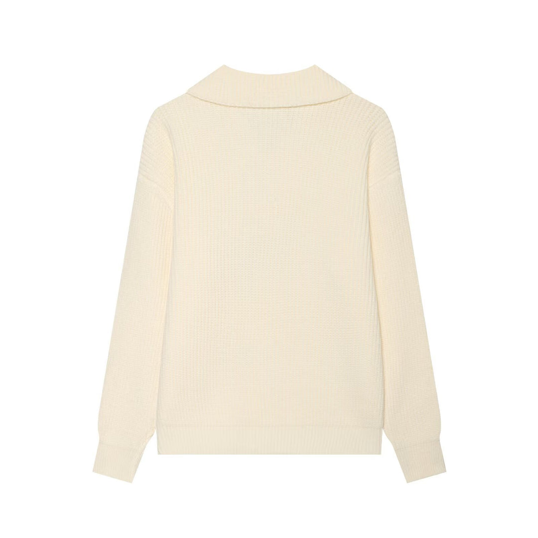 Women's chunky knit waffle texture cardigan with oversized buttons and shawl collar Mune Fashion