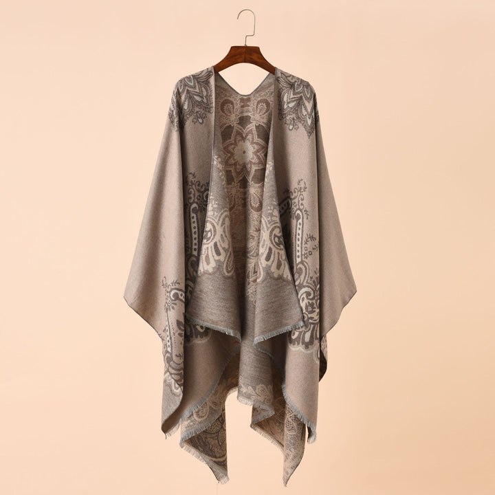 Women's Light Jacquard Throw with Cashmere-like Handle and Fringe Hem Mune Fashion