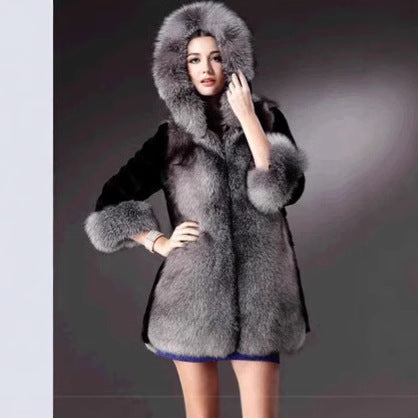 Ladies Hooded Short Coat with Full Fur Lining Mune Fashion