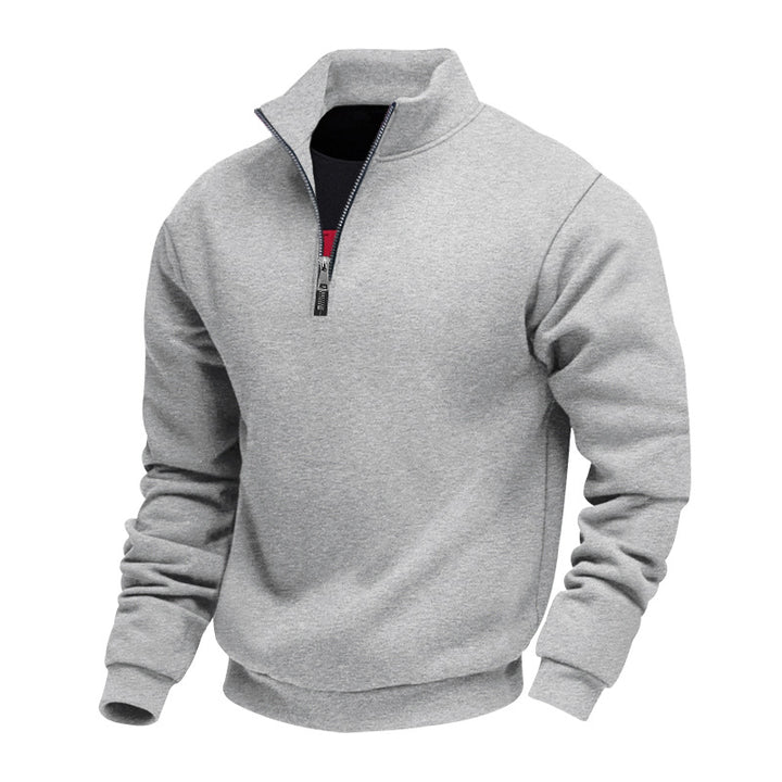 Men's brushed sweat half-zip with contrasting inner collar and elastic hem Mune Fashion