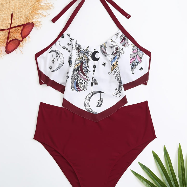 Women High-Cut Swimsuit with Artistic Print Mune Fashion
