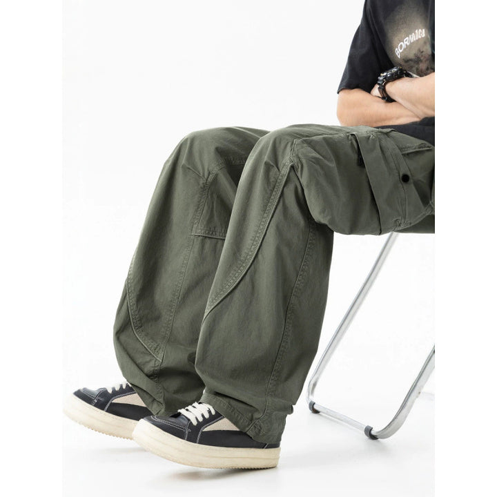 Men's Loose Cargo Pants in Baggy Cut with Utility Pockets and Drawstring Waist Mune Fashion