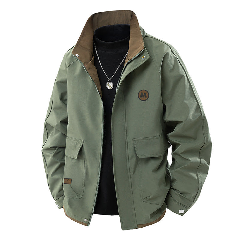 Men's Light Urban Blouson with High Stand-Up Collar, Contrast Lining and Flap Pockets Mune Fashion