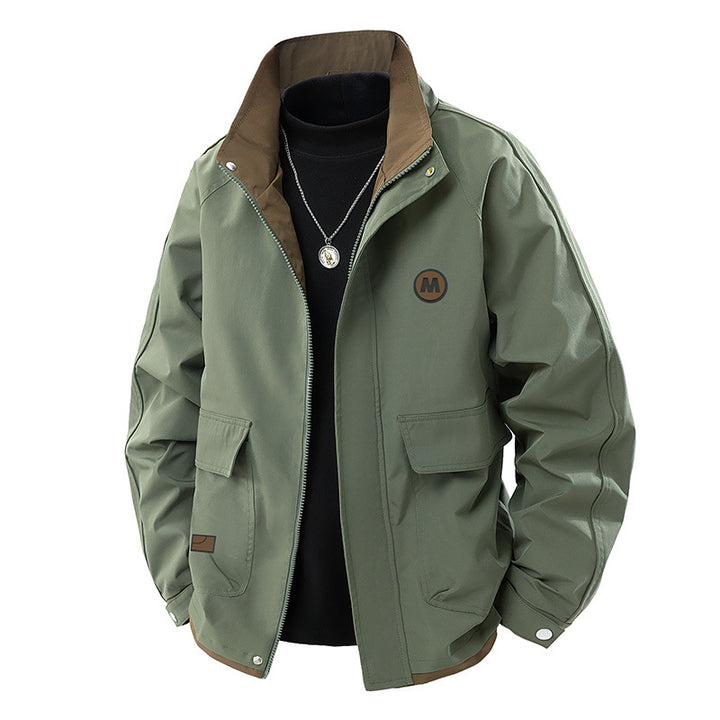 Men's Light Urban Blouson with High Stand-Up Collar, Contrast Lining and Flap Pockets Mune Fashion