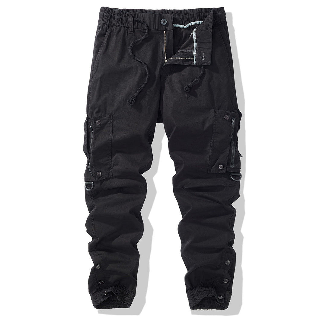 Men's cargo jogging pants with elastic waistband, zipper cargo pockets, and adjustable hem Mune Fashion