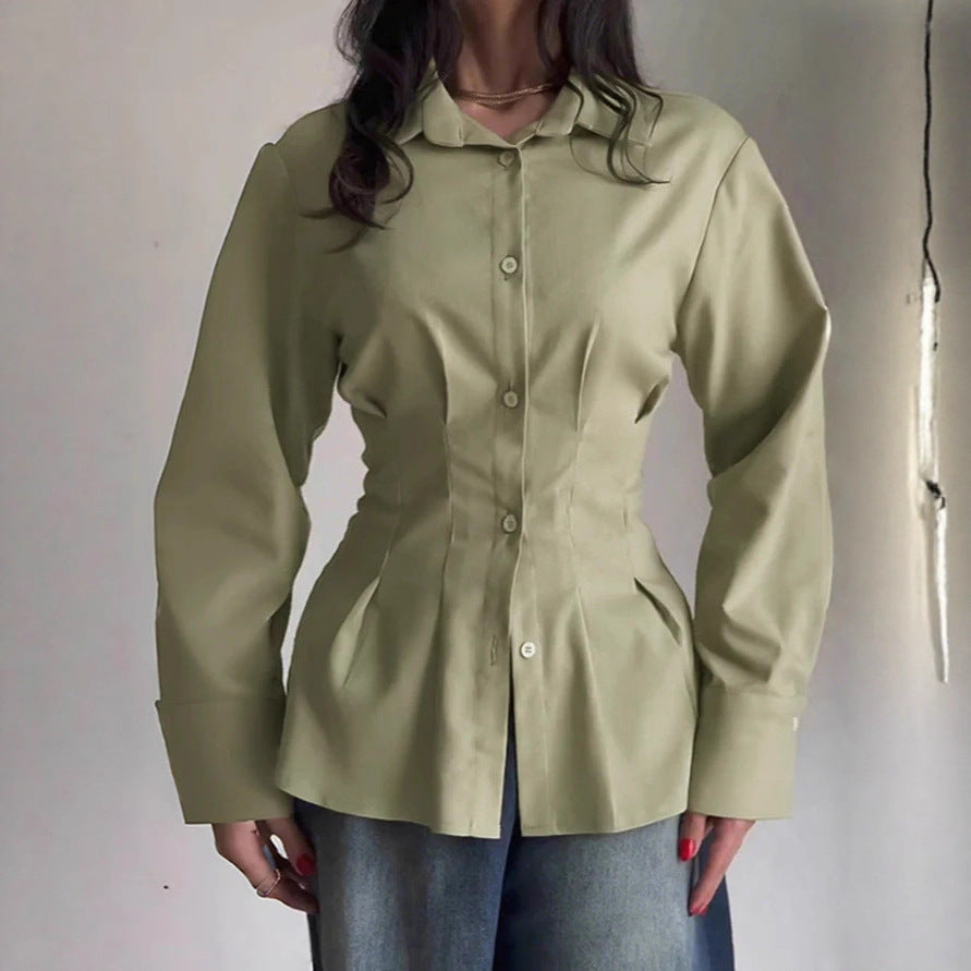Women's Tailored Shirt with Austrian Seams, Defined Waist and Extra Wide Cuffs Drune