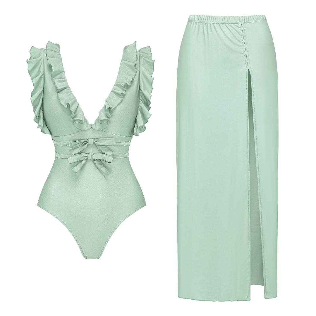 Women's swimsuit with voluminous ruffles and elegant maxi skirt Mune Fashion