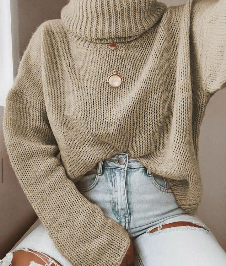 Women's Oversized Turtleneck Sweater Coarsely Knitted with Loose Fit Mune Fashion