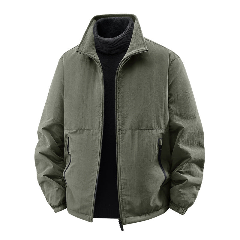 Men's  minimalist stand-collar travel jacket with sealed zip pockets and elastic cuffs Mune Fashion