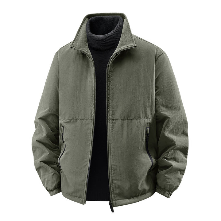 Men's  minimalist stand-collar travel jacket with sealed zip pockets and elastic cuffs Mune Fashion
